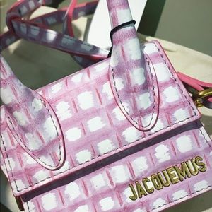 Authentic Jacquemus Pink Check Le Chiquito clutch